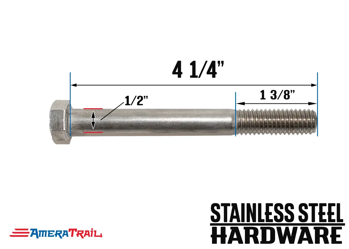 Stainless Steel Bolt 1/2 X 4 1/4", Hex Head - Available W/ Nut And Washer Hardware 1
