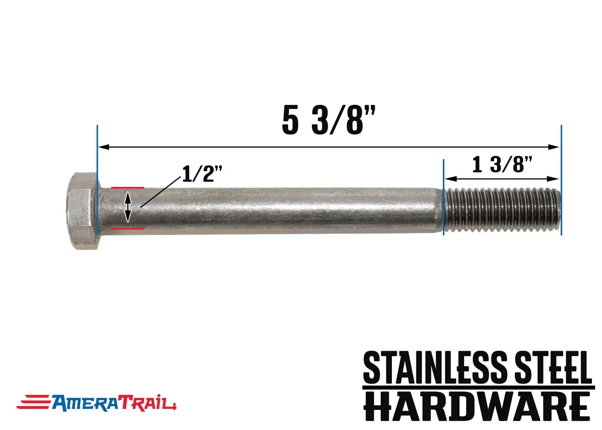 Stainless Steel Bolt 1/2 X 5 3/8", Hex Head - Available W/ Nut And Washer Hardware 1