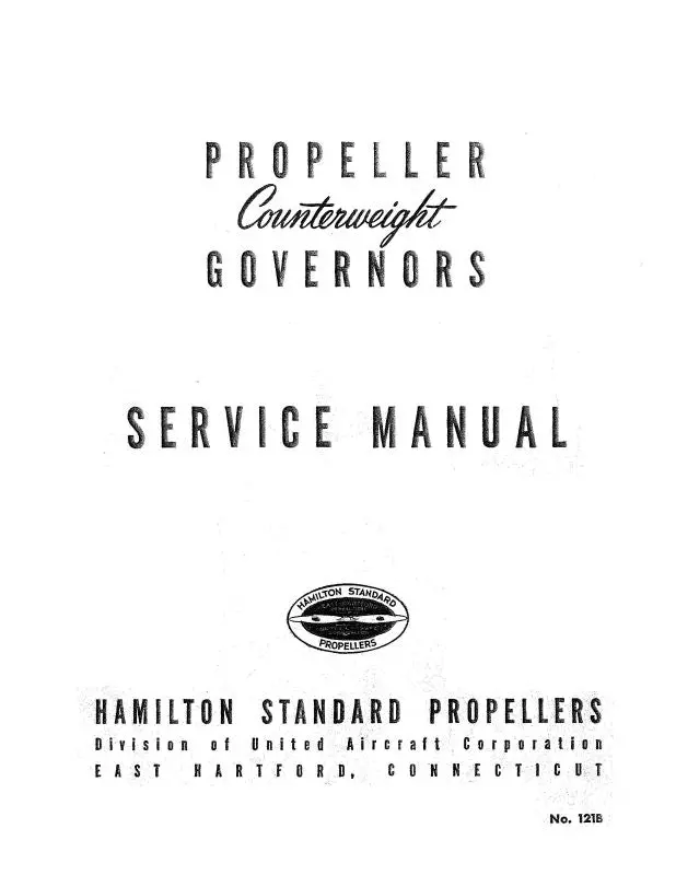 Hamilton Standard Counterweight Governors Props Maintenance Manual (No.-121B) 1