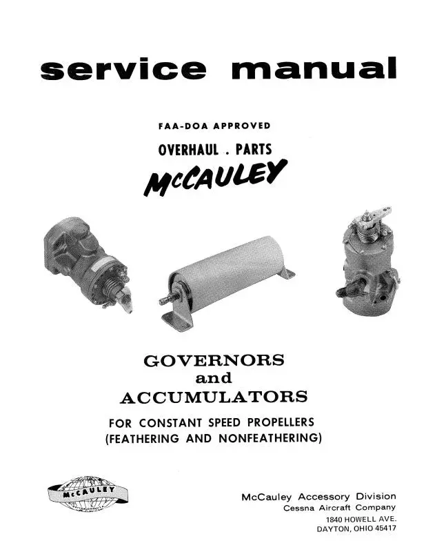 Mccauley Propellers C290d Governors & Accumulators Overhaul-Parts (750320) 1