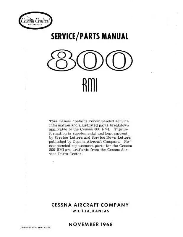 Cessna 800 Rmi 1968 Maintenance & Parts Manual (D683-13) 1