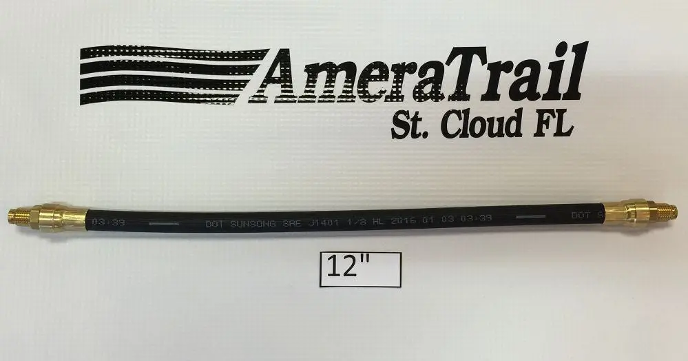 12" Brake Line, 1/8" Id 3/16" Brass Male Fittings W/ Stainless Flares - Kodiak Hydraulic Brake Hose 1