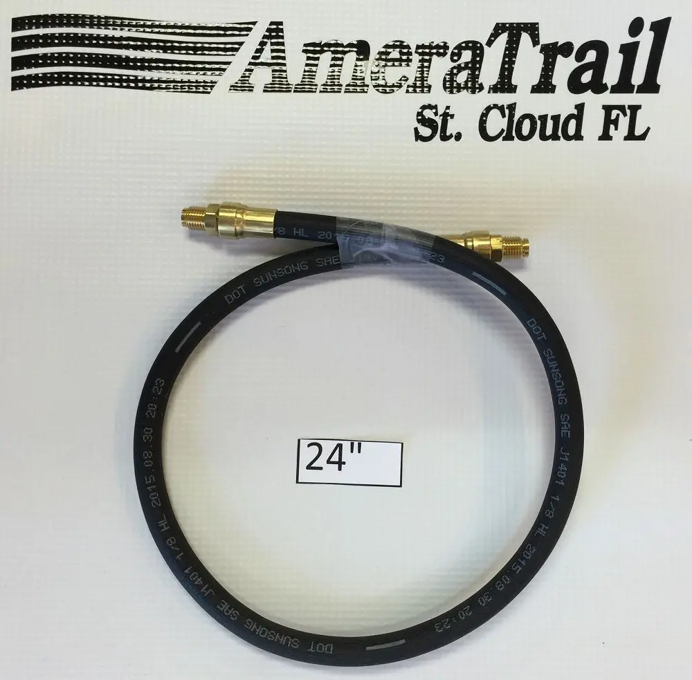24" Brake Line, 1/8" Id 3/16" Brass Male Fittings W/ Stainless Flares - Kodiak Hydraulic Brake Hose 1
