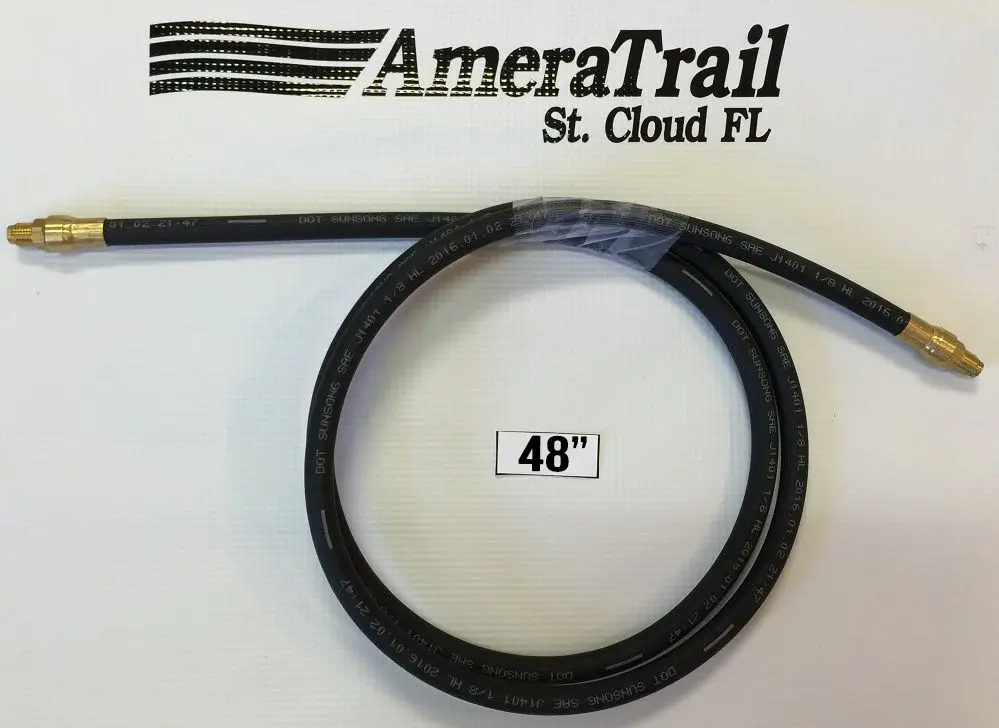 48" Brake Line, 1/8" Id 3/16" Brass Male Fittings W/ Stainless Flares - Kodiak Hydraulic Brake Hose 1