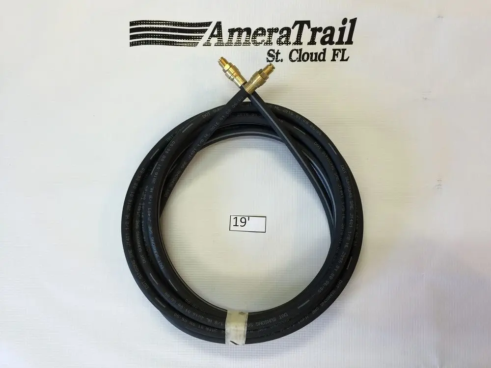 228" / 19' Brake Line, 1/8" Id 3/16" Brass Male Fittings W/ Stainless Flares - Kodiak Hydraulic Brake Hose 1