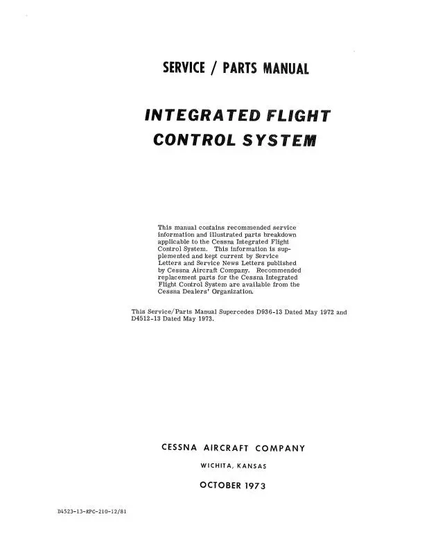 Cessna Integrated Flight Control System Maintenance & Parts Manual (D4523-13) 1