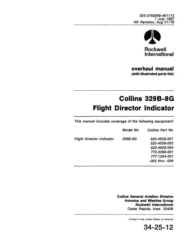Collins 329B-8G 1967 Overhaul Manual (523-0759268-201) 1