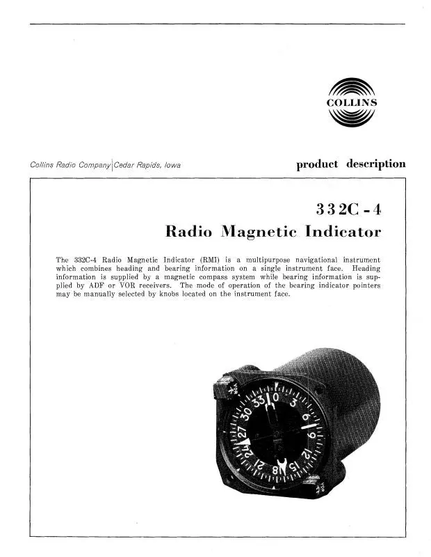 Collins 332C-4  Radio Magnetic Indicator Product Description (Cl332c4-Descrip) 1