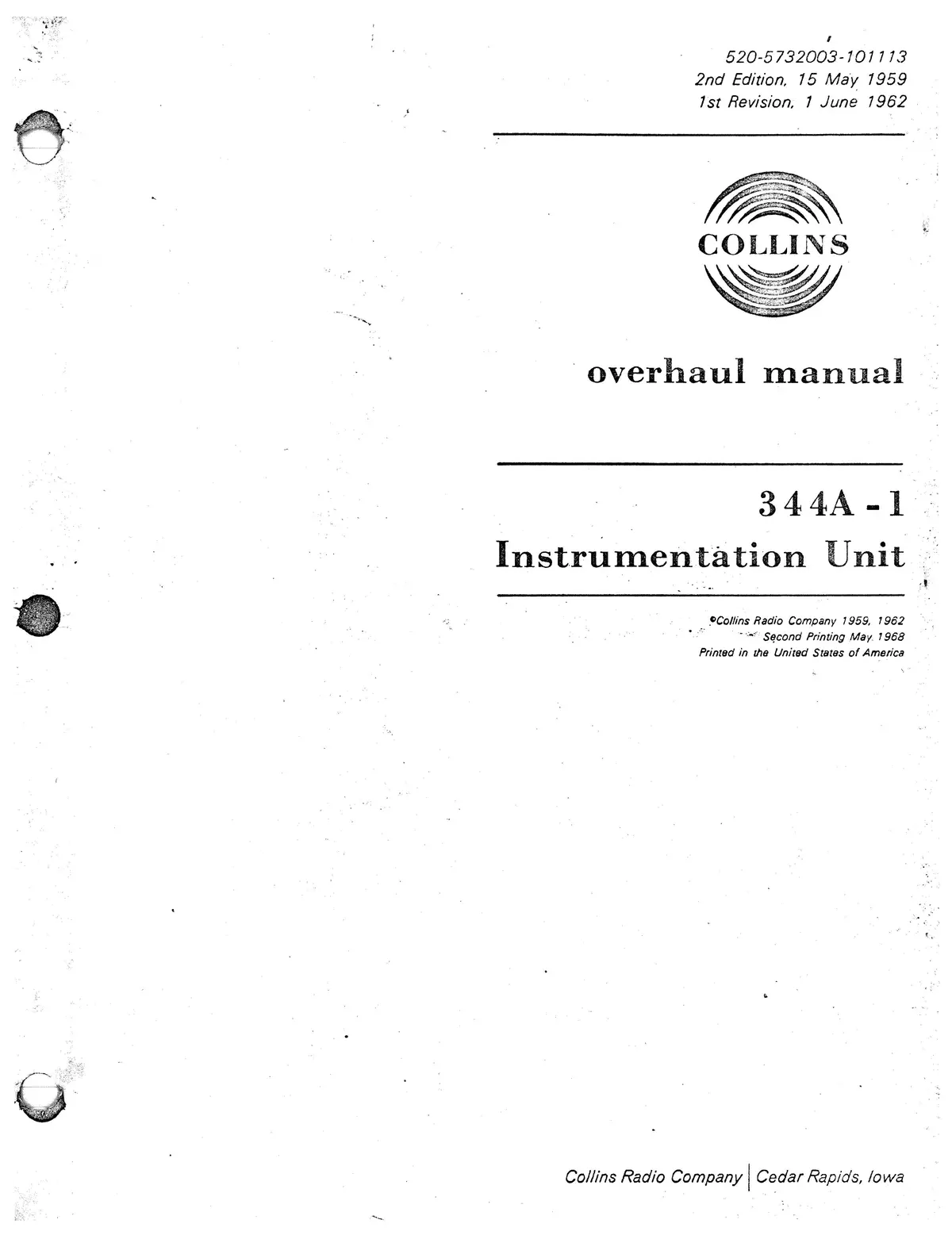 Collins 344A-1 Instrumentation Unit Overhaul Manual (520-5732003-101113) 1