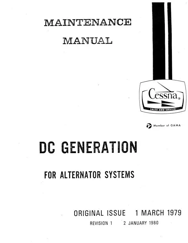 Cessna Dc Generation Alternator Sys Maintenance Manual (D5230-1-13) 1