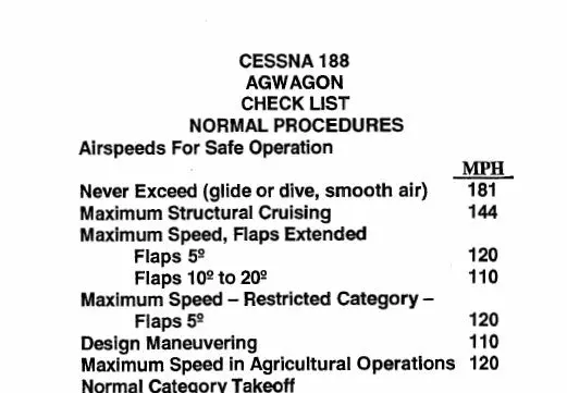 Cessna T188 Series Pilot's Checklist 1