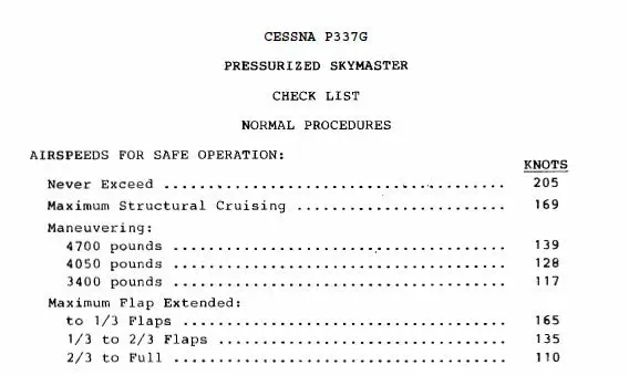 Cessna P337 Pilot's Checklist 1