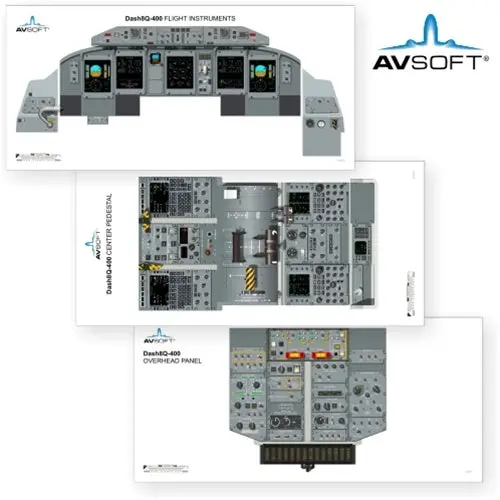 Avsoft Dash8q-400 Cockpit Posters (Set Of 3 Posters) 1