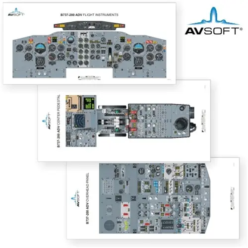 Avsoft B737-200-Adv Cockpit Posters (Set Of 3 Posters) 1