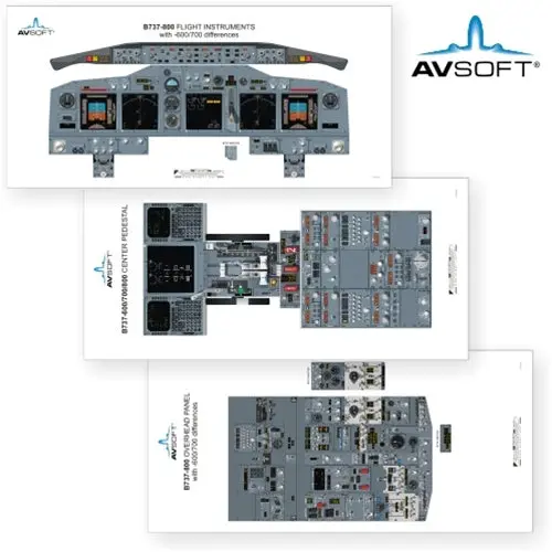 Avsoft B737-600-700-800 Cockpit Posters (Set Of 3 Posters) 1
