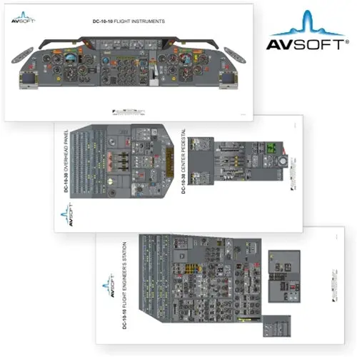 Avsoft Dc-10-10  Cockpit Posters (Set Of 3 Posters) 1