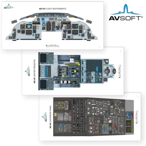 Avsoft Md-88 Cockpit Posters (Set Of 3 Posters) 1