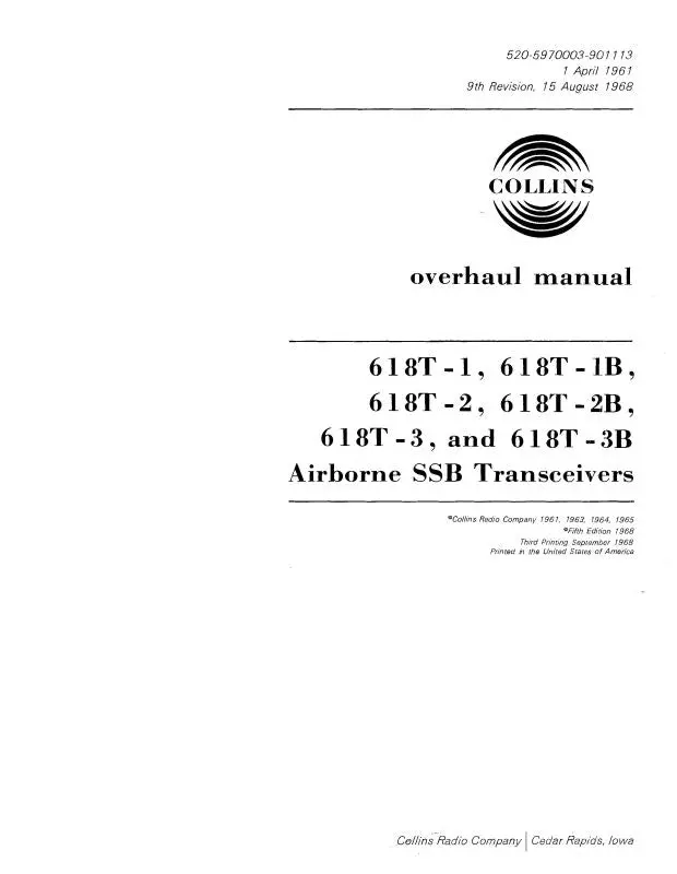 Collins Airborne Ssb Transceivers Overhaul Manual (520-5970003-901) 1