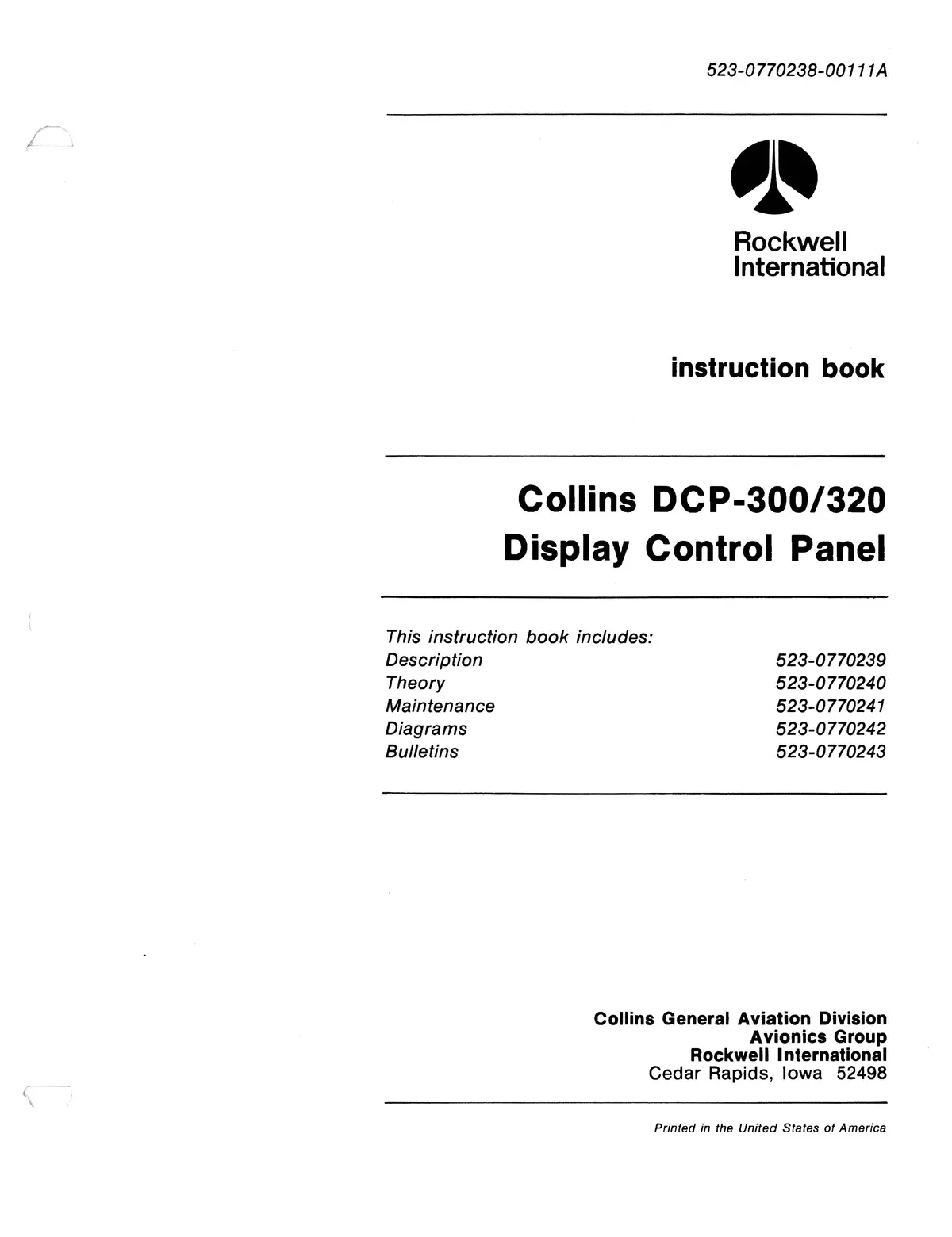 Collins Dcp-300-320 1981 Instruction Book (523-0770238-00111A) 1