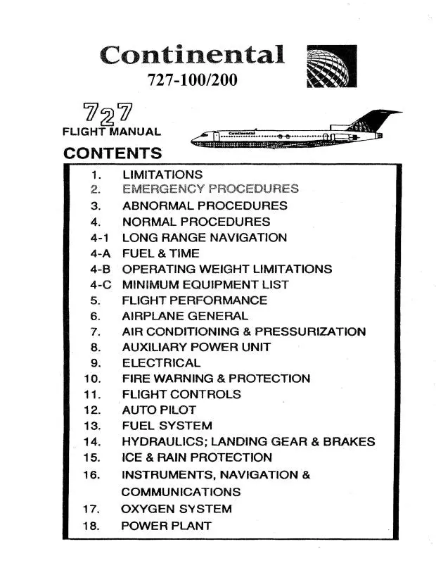 Continental Airlines 727-200 1985 Flight Manual (Continental Airlines) 1
