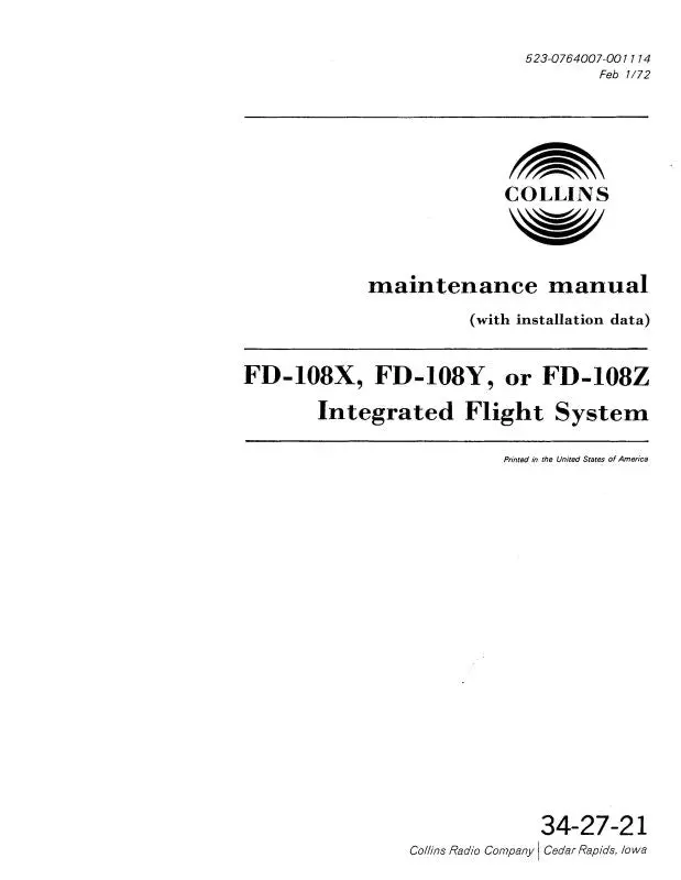 Collins Fd-109G Integrated Flight System Maintenance Manual With Installation Data (523-0759331-001) 1