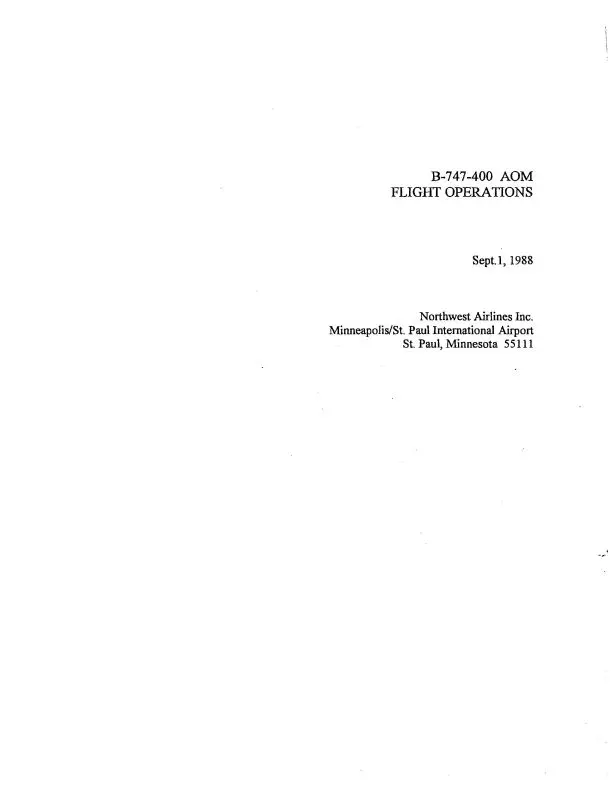 Northwest Airlines B-747-400 Aom & Com Flight Manual 1