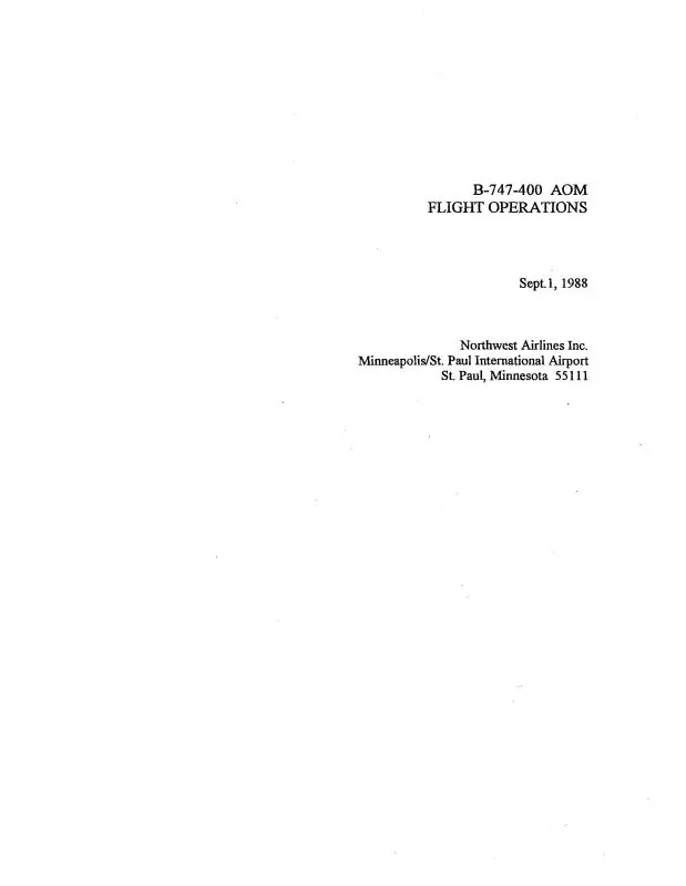 Northwest Airlines B-747-400 Aom & Com Flight Manual (Northwest Airlines) 1