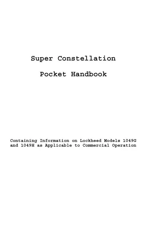 Lockheed 1049G,H Super Constellation Pocket Handbook 1
