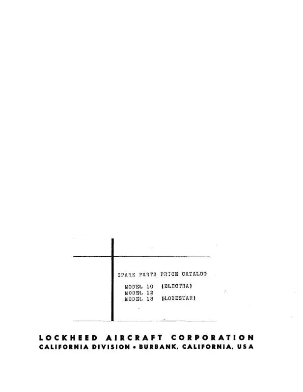 Lockheed  10, 12 18 Spare Parts Price Catalog 1
