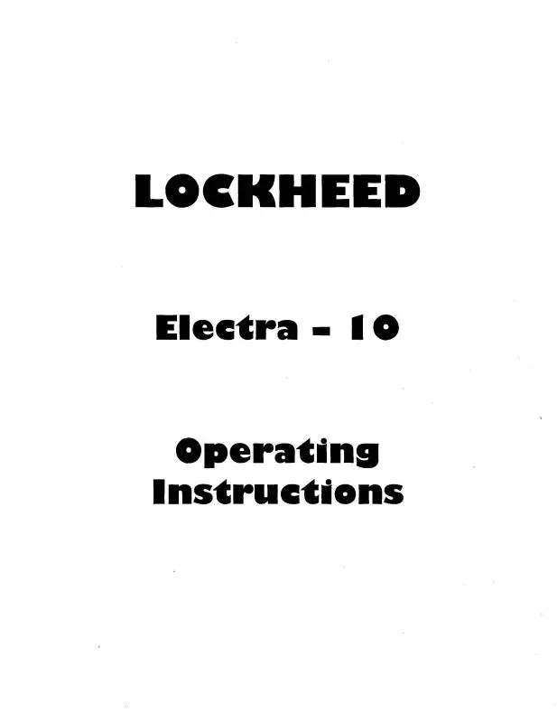Lockheed Electra-10 Operating Instructions 1