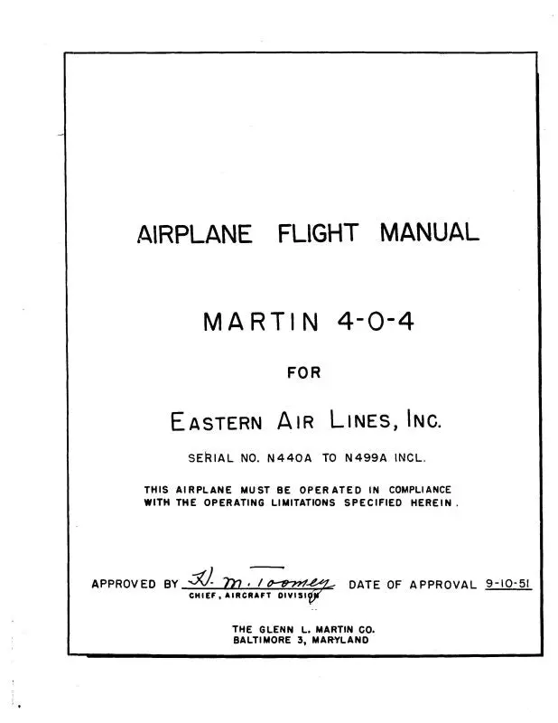 Martin  404 1951 Flight Manual 1