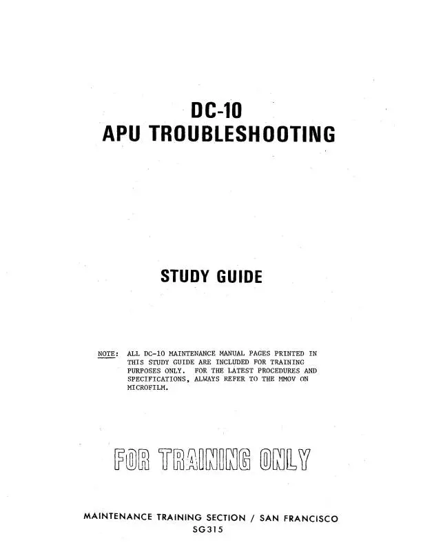 Mcdonnell Douglas Dc-10 Apu Troubleshooting Study Guide 1
