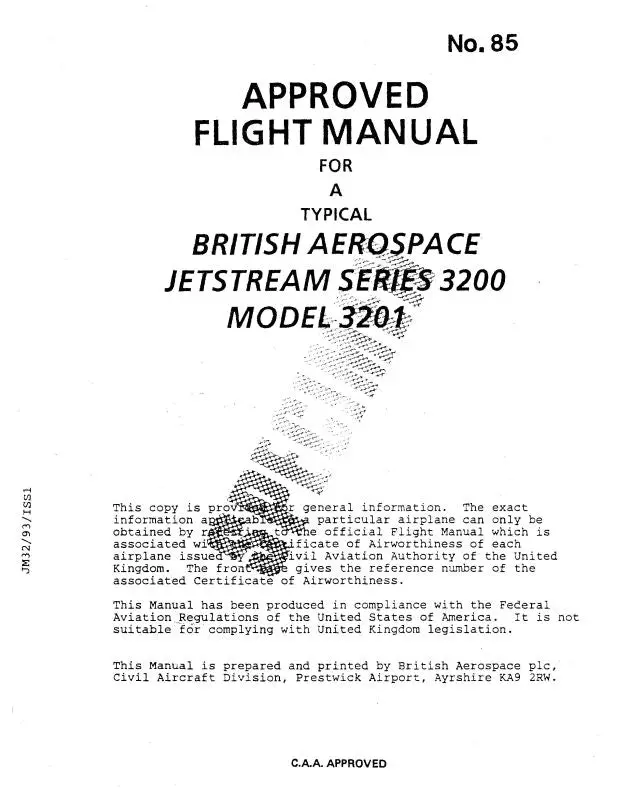 British Aerospace 3200 Series Jetstream 3201 Flight Manual 1