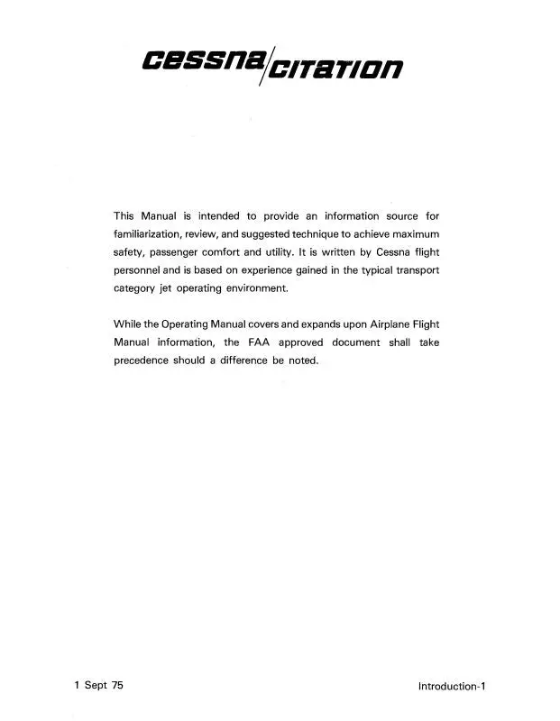 Cessna Citation 1975 Operating Manual 1