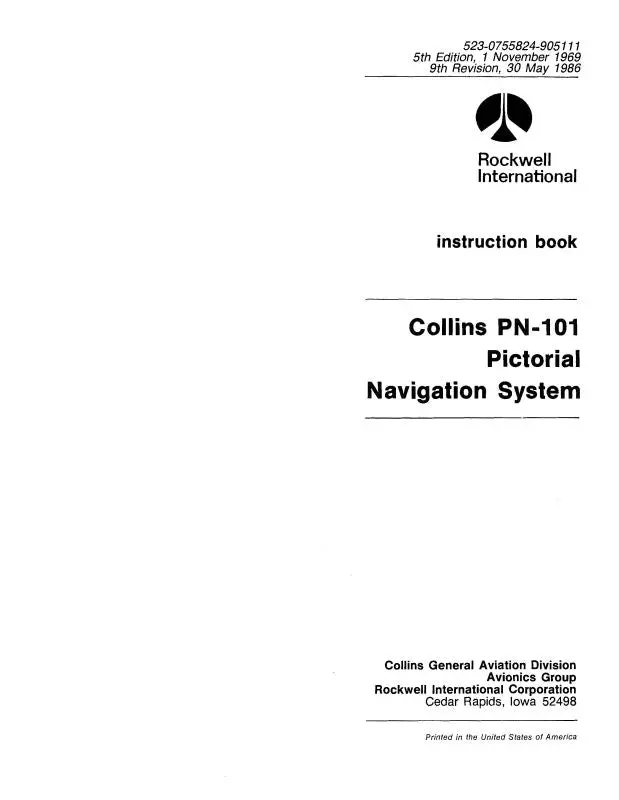 Collins Pn-101 Pictorial Navigation Sys Instruction Manual (523-0755824-905) 1