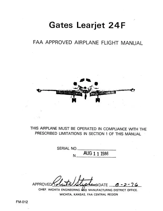 Learjet Gates Learjet 24F 1976 Flight Manual 1