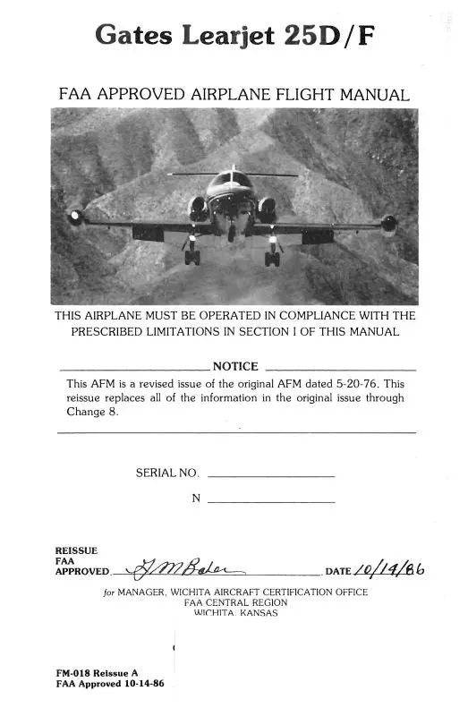 Learjet Gates Learjet 25D-F 1986 Flight Manual 1