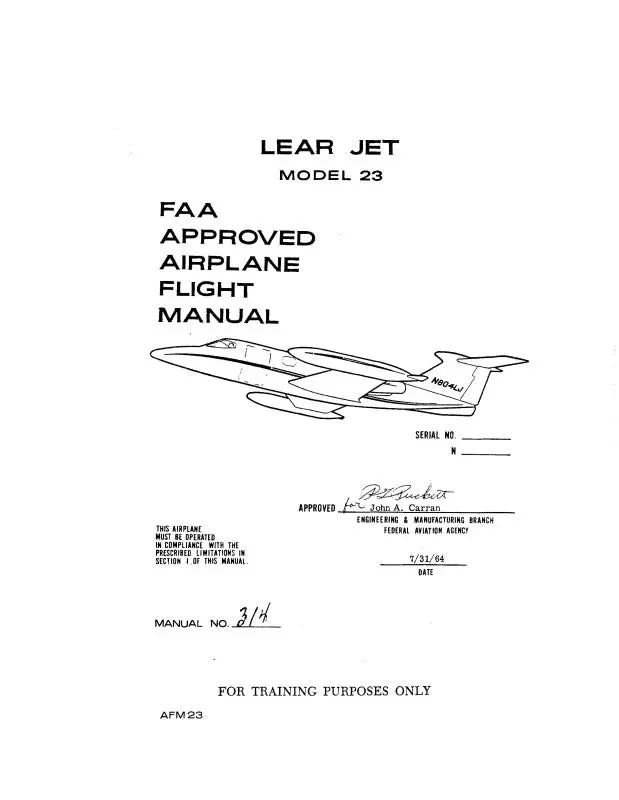 Learjet Model 23 1964 Flight Manual 1