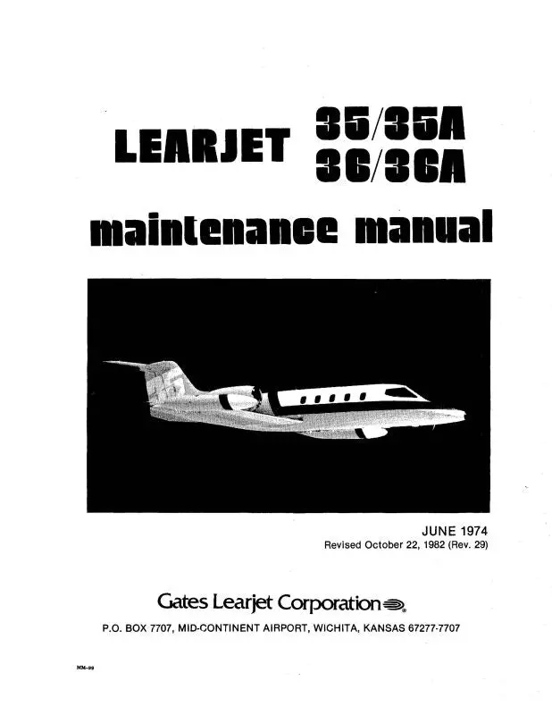 Learjet 35,A-36,A Series 1974 Maintenance Manual 1