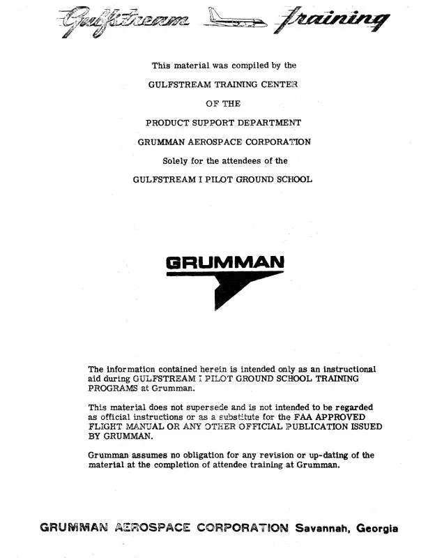 Grumman G-159 Gulfstream Training Manual 1