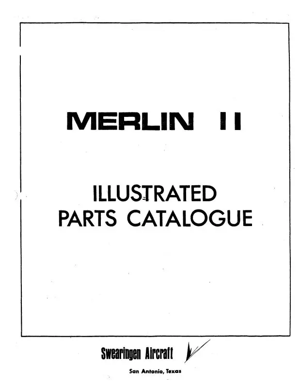 Merlin Aircraft Sa-26 Series Illustrated Parts Catalog 1