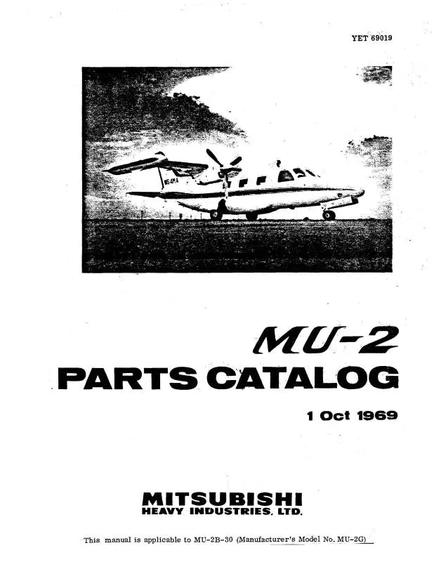 Mitsubishi Heavy Industries Mu-2 Series 1969 Parts Catalog 1