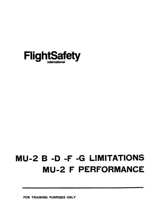 Mitsubishi Heavy Industries Mu-2B,D,F,G Limitations  And Performance Manual 1