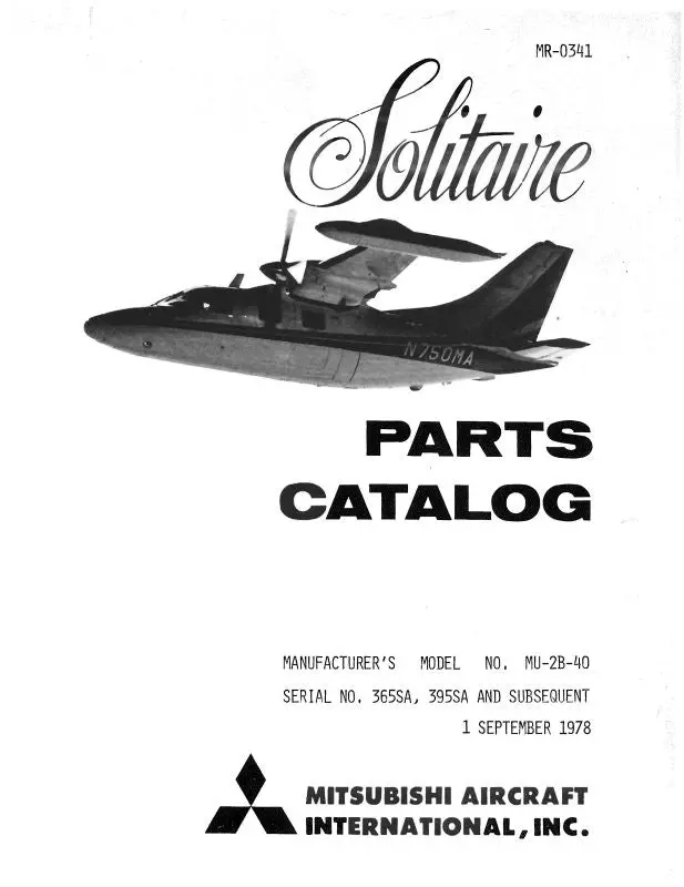 Mitsubishi Heavy Industries Mu-2B-40 1978 Parts Catalog 1