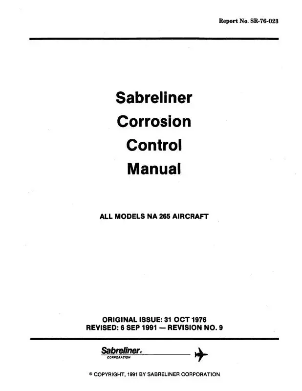 North American Na-265 Sabreliner 1967 Structural Repair Manual 1