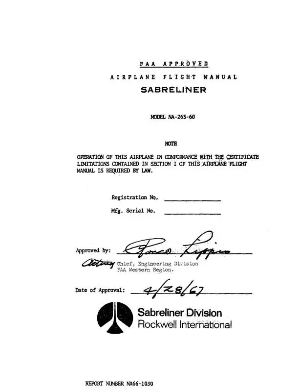 North American Na-265-60 1976 Sabreliner Pilot's Manual 1