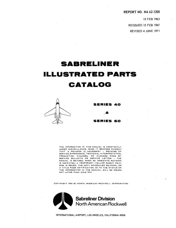 North American Sabreliner Series 40 & 60 1963 Illustrated Parts Catalog 1