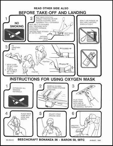 Beech 36 Bonanza Passenger Briefing Cards 1