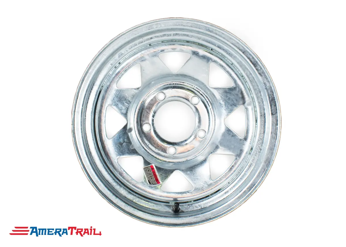 14" 5 Lug Galvanized Trailer Rim - 5 On 4.5" Lug Pattern 1