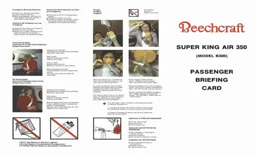 Beech King Air 350,350C Model B300 Passenger Briefing Cards 1